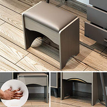 Specchiera Tavolo Cosmetici per Le Donne Ragazze Camera da Letto,Vanity Toeletta da Trucco con Sgabello Imbottito E Cassetti,Tavolo da Toeletta con Specchio-Grigio 90x40x135cm(35x16x53inch)