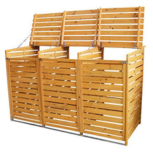MonsterShop - Triplo Copribidone della Spazzatura in Legno Robusto per Contenere 3 Bidoni Standard da 240 Litri