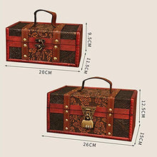 HO-TBO Valigia Decorativo Arredamento in Legno Cassa con Cinghie Bagagli Treasure Box Stash Annata Antica di Stile for Keepsake Giocattoli Foto Memorie Armadio Decorazione Camera Visualizza Crafts