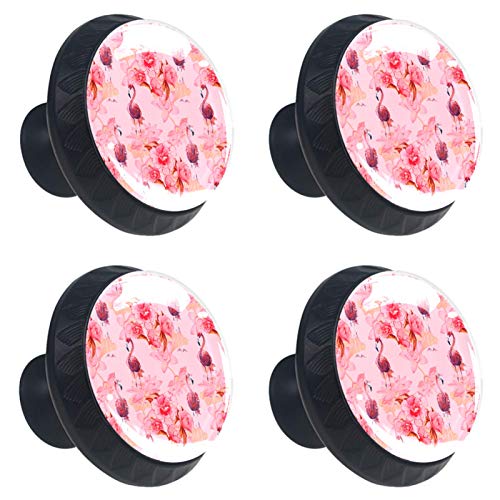 Set di 4 maniglie rotonde per armadio da cucina, credenza, cassettiera, cassettiera, con viti, per cucina, comò, armadio, bagno, armadio, fenicottero rosa