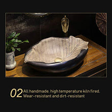 LTINN Retro Una Fetta di Foglie, sopra lavabo Art, lavabo da appoggio in Ceramica lavello Ciotola per ristoranti, parchi, Case, Hotel