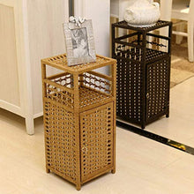 XXSHN Comodino Mobiletto portaoggetti Semplice in Rattan Comodino Quadrato Comodino in Piedi Porta Fiori Scaffale portaoggetti con Porta Ripiani Doppi Scaffale Piccolo per Camera da Letto Comodino
