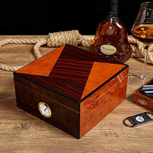 Scatola per Sigari in Legno di Cedro Humidor Scatola per Sigari Portatile Scatola per Sigarette Cerniera in Metallo con Vernice per Pianoforte Doppia Ogni Zona con Umidificatore Termometro