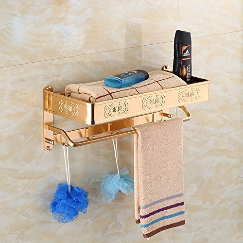 MBYW Portasciugamani Moderno Minimalista Portasciugamani Elegante per Il Bagno di Moda Placca in Oro monostrato con Asta e portasciugamani con Gancio  Adatto per Bagno,Cucina, Ufficio o Altri luoghi