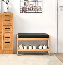 YANG Imbottito Poggiapiedi Seduta in Legno di Calzature Rack Pouf Cambio di Scarpe da banco Carico Massimo 200kg Imbottito Pouf poggiapiedi 50x33.5x40CM (Color : Wood Color)