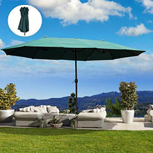 Outsunny Ombrellone da Giardino 460x270x240cm Doppio con Apertura a Manovella, Acciaio e Poliestere Verde