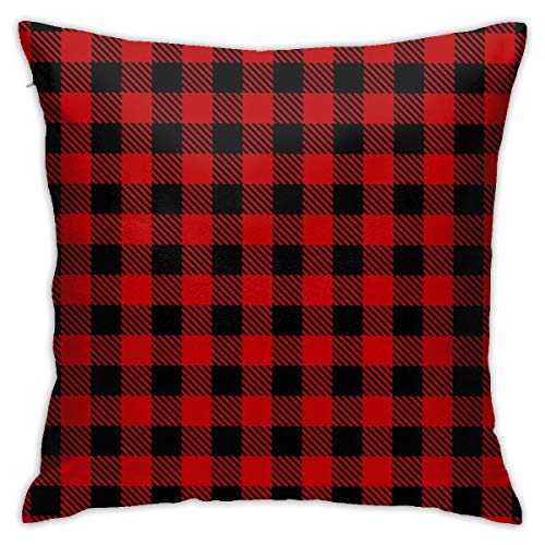 Osmykqe Fodera per Cuscino Nero Rosso Plaid Boscaiolo Senza Cuciture copriletto copriletto Cuscino Decorativo per la casa