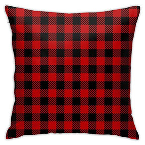 Osmykqe Fodera per Cuscino Nero Rosso Plaid Boscaiolo Senza Cuciture copriletto copriletto Cuscino Decorativo per la casa