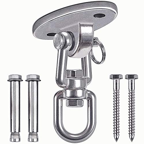 1100KG Capacità Acciaio inossidabile 360° Ruote gancio appendiabiti, gancio soffitto, gancio altalena con bullone per calcestruzzo Set di legno Parco giochi per bambini Outdoor Seat Trapeze Yoga, GYM