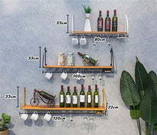 Splendidamente 80/100 / 120cm, mensola a Muro Loft con portabottiglie con Bottiglia di Vino appesa alla Parete in Metallo con cestello in Vetro/portabicchieri Cornice Nera portabicchieri in Vetro p
