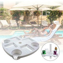 Majome Vassoio Tavolo ombrellone, Vassoio da Tavolo per ombrellone da Spiaggia con 4 portabicchieri, 4 Scomparti per Snack per Spiaggia, Patio, Giardino, Piscina -17 Pollici, Bianco