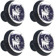 Astronauta Pug Dog in Space Star Pomelli per Porta Set di 4 Pomelli per Mobili Manopole per Cassetti Cucina Armadio Vetro
