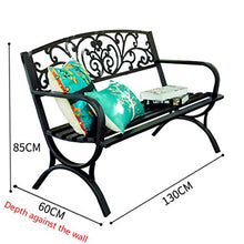 QHW Panchina da Esterno, Doppia panchina da Balcone in Ferro battuto, mobili da Giardino 130x60x85cm, Decorazione del Cortile Semplice e Moderna