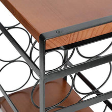 Portabottiglie, Portabottiglie da Appoggio in Legno Rustico, Grazioso Portabottiglie per un Massimo di 6 Bottiglie, Portabottiglie a 3 Livelli per Cucine e Bar - 17,7 x 24 x 31,5 cm