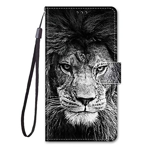 Miagon Custodia Cover Case per Xiaomi Mi 10T,Colorato Modello Pelle Portafoglio Libro Cuoio Flip Case con Porta Carte Magnetica Supporto,Leone