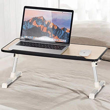 BAKAJI Tavolino Vassoio da Letto Divano Supporto per Notebook PC Laptop Tablet con Ventola USB Struttura Alluminio Piano in Legno Pieghevole Altezza e Inclinazione Regolabile (60 x 30 x 27 cm)