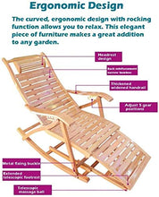Sedia a dondolo in bambù – reclinabile ergonomica, in legno, per giardino, patio, piscina, sauna, 200 kg