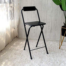 FACC Sedie da Bar Pieghevoli, Sgabelli da Bar Cucina, Sgabelli Alti da Esterno, Sgabello Alto Nero, con Schienale, Portata 120 kg, Sicurezza Antiscivolo, per Cucina, Pranzo, Soggiorno