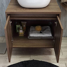 Kiamami Valentina MOBILE BAGNO NOCE SCURO 60CM LAVABO D'ARREDO E SPECCHIO A FILO | SIENA
