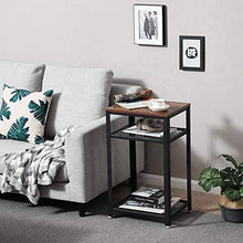 Comodino da notte in stile industriale, con 2 ripiani in rete, per camera da letto, soggiorno, 44 x 33 x 75 cm