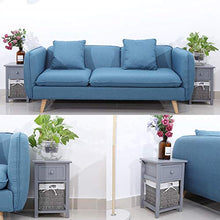 zcyg Comodino Comodini Comodini, 2 Pezzi/Set Comodino Portaoggetti in Legno Naturale con Cassetto E Cestino (Grigio)