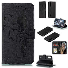 Robinsoni Custodia Compatibile con Xiaomi CC9E Case Portafoglio Cover Libro Case Piuma Stampato Pelle PU Antiurto Case Wallet Taccuino Cover Libretto Cartone Animato Case Folio Flip Cover Nero