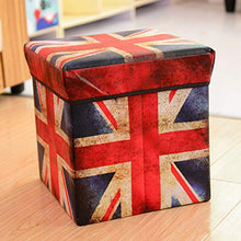 LAYG Pouf Poggiapiedi Sgabello Pieghevole Stoccaggio Ottomano Cubico Lato Sedie Coperchio Divano Letto Panca per Risparmio Spazio Stampa Vintage 30x30x30cm,B