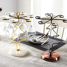 FYLHX Freestanding Tavolo Vino Cremagliera di Vetro Creativo Albero di Natale Metallo con 6 Ganci Portabicchieri da Vino per Home Bar Arredamento Cucina Soggiorno 14 Pollici