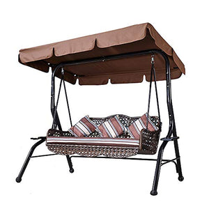 Dondolo da 2/3 Posti con Supporto per Sedia a Dondolo, Baldacchino Regolabile Imbottito Morbido con Protezione UV per Cortile Portico a Bordo Piscina