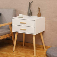 FFAN Comodino Tavolino in Stile Nordico per Camera da Letto con 2 cassetti Gamba in Legno Manico in Legno Grezzo Finitura Verniciata