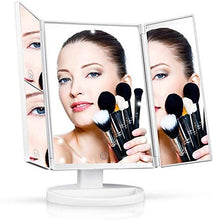 Specchio Specchi di Trucco Tri PIGHT vanità con luci Touch Screen Interruttore, Rotazione a 180 Gradi Doppia Alimentazione Portatile