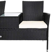 Casaria Panchina da Esterno con tavolino polyrattan panche da Giardino divanetto Cuscini 7cm Resistente alle intemperie