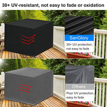 SanGlory Copertura Tavolo Giardino Esterno, Copertura per Mobili da Giardino - Telo Copri Protettivo Quadrato per Tavolo e Sedie da Esterni, Oxford Impermeabile Copertura Anti-UV (135 x 135 x 75cm)
