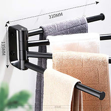 LIskybird Portasciugamani Porta Asciugamani Rotante Opaco in Alluminio da Bagno, Porta Asciugamani Bagno da Girevole,Parete Autoadesivo, Portasciugamani Organizzatore Accessori da Bagno,Nero,4 Bar