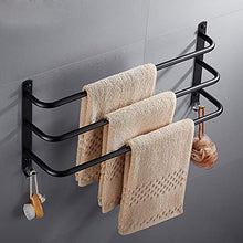 VBARV Portasciugamani a Tre Strati per Bagno in Acciaio Inossidabile - Tessuto Doccia per Bagno e Gancio portasciugamani Nero Porta Asciugamani da Bagno punzonato Gratuito Portapacchi Creativo