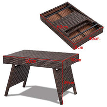 COSTWAY Tavolo in Rattan da Giardino Pieghevole e con Struttura in Ferro