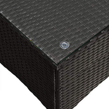 Deuba Tavolino da giardino in rattan nero 50x50x45cm piano in vetro lucido tavolo esterno balcone terrazzo patio