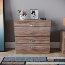 Vida Designs Noce cassettiera, 4 cassetti con Maniglie in Metallo e corridori, Sistema Unico con Guide, Riano mobili per Camera da Letto