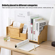 Duokon Organizer da Tavolo Scatola portaoggetti in bambù Estensibile Scatola per fazzoletti Scaffale per Libri Supporto Fisso per Forniture per Ufficio