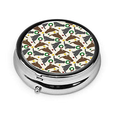 Piccolo contenitore rotondo per pillole con rivestimento piatto e 3 scomparti in metallo per medicina e vitamine, contenitore decorativo per viaggi all'aperto