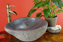 Kinaree - Lavabo in pietra di fiume fatta a mano, 40 cm