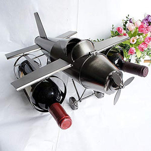 TYXL Porta Bottiglie Acqua Portare Tre Bottiglie di Vino E Cremagliera del Vino Artigianato in Metallo Decorazione della Casa Aircraft Wine Rack 42 × 36 × 20 Cm