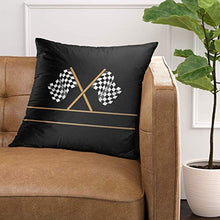 Kris.D Fodera per Cuscino da tiro Nero da Uomo Personalizzato a Scacchi da Corsa Striscia Bianca Federa Decorativa Federa complementi arredo casa Federa Quadrata 18 x 18 Pollici
