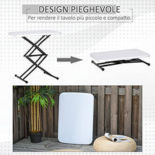 Outsunny Tavolino Pieghevole da Giardino in Metallo e PE, Altezza Regolabile su 4 Livelli, Nero e Bianco, 64x46x34-64cm