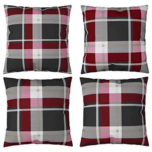vidaXL Cuscini Decorativi 4 pz Rossi a Quadri 40x40 cm in Tessuto