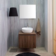 Kiamami Valentina MOBILE BAGNO NOCE SCURO 60CM LAVABO D'ARREDO E SPECCHIO A FILO | SIENA