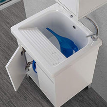 Inbagno Mobile lavatoio per lavanderia con vasca in ceramica, L.61xP.51xH.87,5 cm, linea Way in diverse colorazioni, vasca con strofinatoio integrato (Bianco lucido)