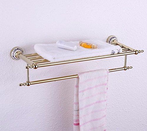 MBYW Portasciugamani Moderno e Minimalista Alto carico Portasciugamani Elegante da Bagno Mensola portaoggetti Towel Rack, Shelf, Wall Mount, Rain Wire Storage Shelf, European Style, 60 * 23cm