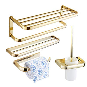 MBYW Portasciugamani Moderno Portasciugamani Elegante per Il Portasciugamani Dorato/Set Completo Ciondolo Bagno in Rame/Ciondolo Bagno Doppio Asta in Oro Set di Quattro Pezzi (60 cm)
