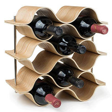Scaffale per vino, 8 bottiglie di vino, con onde ondulate, in legno, stile moderno, design minimalista e facile da montare e bar familiari, piccolo secco, vino dolce
